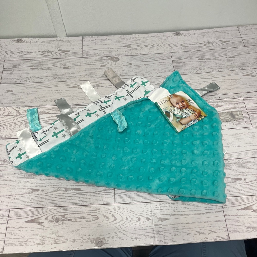 Baby Jack & Co Prayer Baptism Lovey Teal Minky Cross Bible Verse 14x18 NWT‎